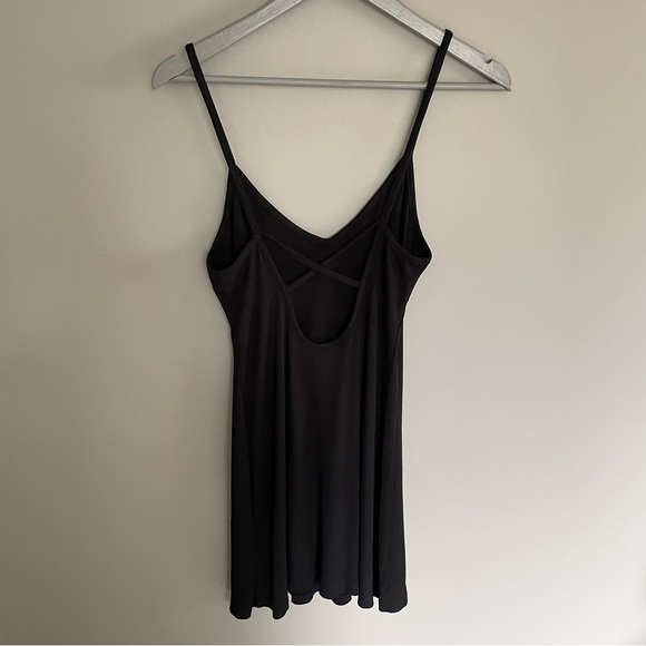 NWOT | Black | Ribbed | Fitted | Low Back | Crisscross | Mini Dress | Size Small - Picture 2 of 8